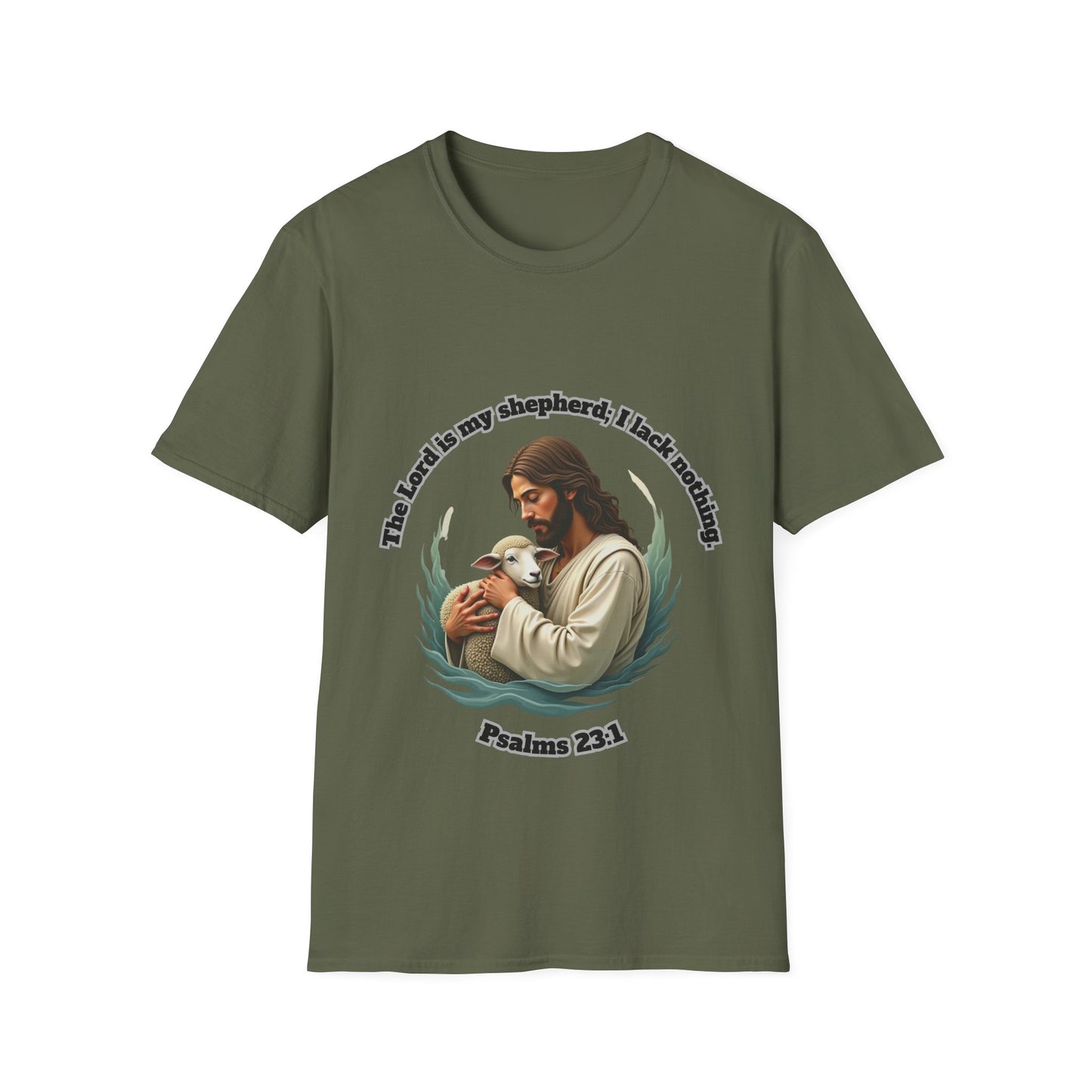 Lord Is My Shepherd Faith-Inspired Unisex Softstyle T-Shirt – Psalm 23:1 Design