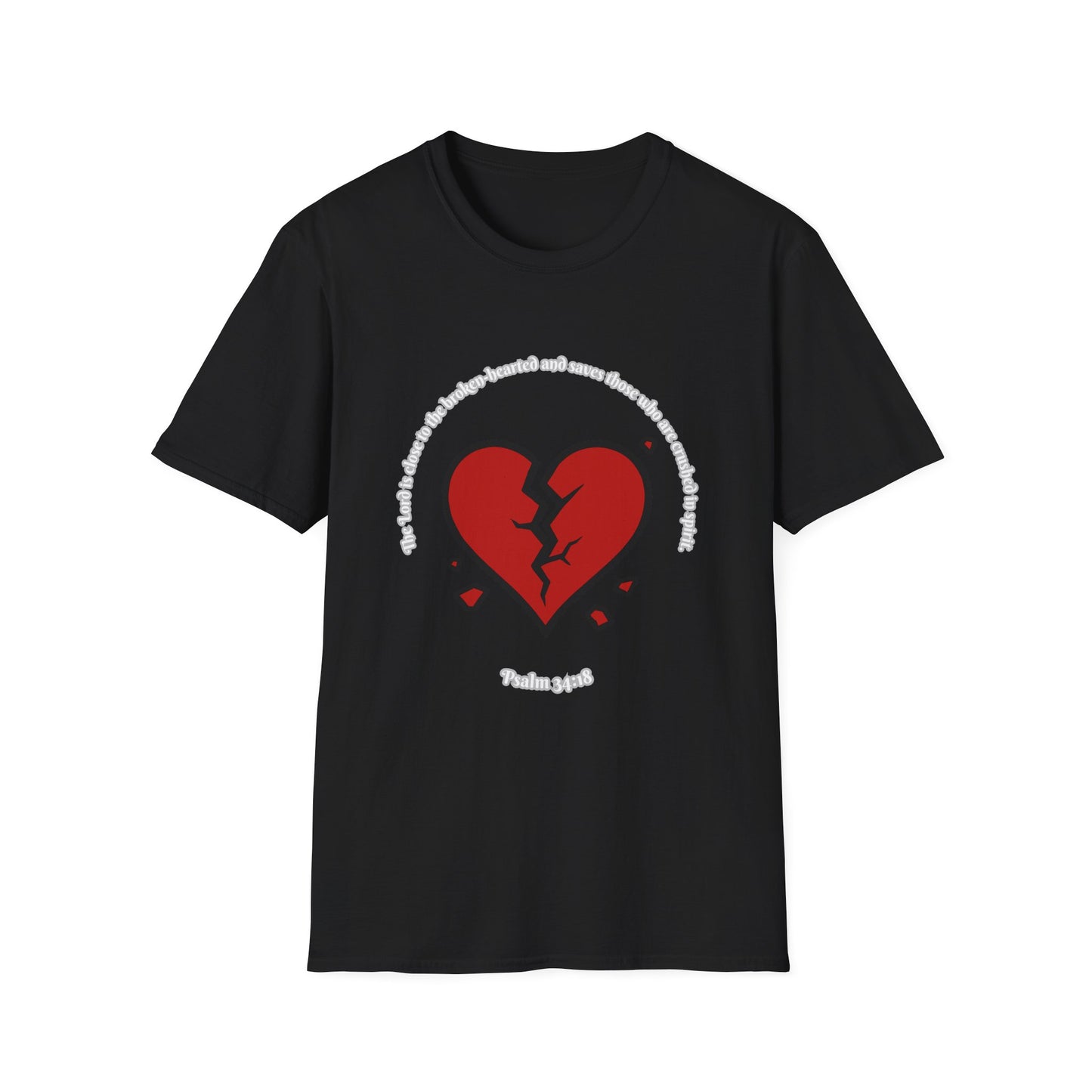 Broken Heart/Spirit Graphic T-Shirt for Healing and Empowerment Psalm 34:18