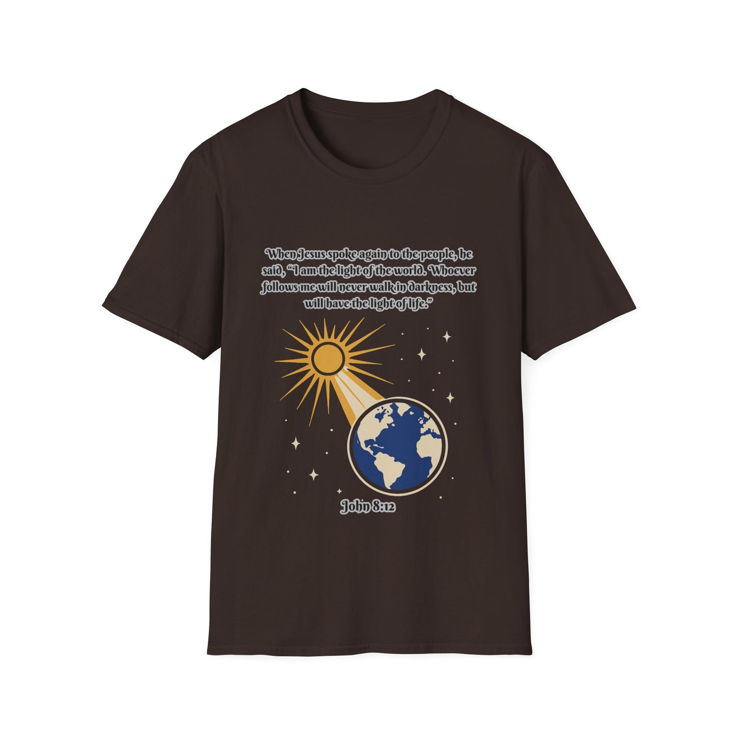 Light Of Life Inspirational Graphic T-Shirt - Unisex Softstyle Tee John 8:12