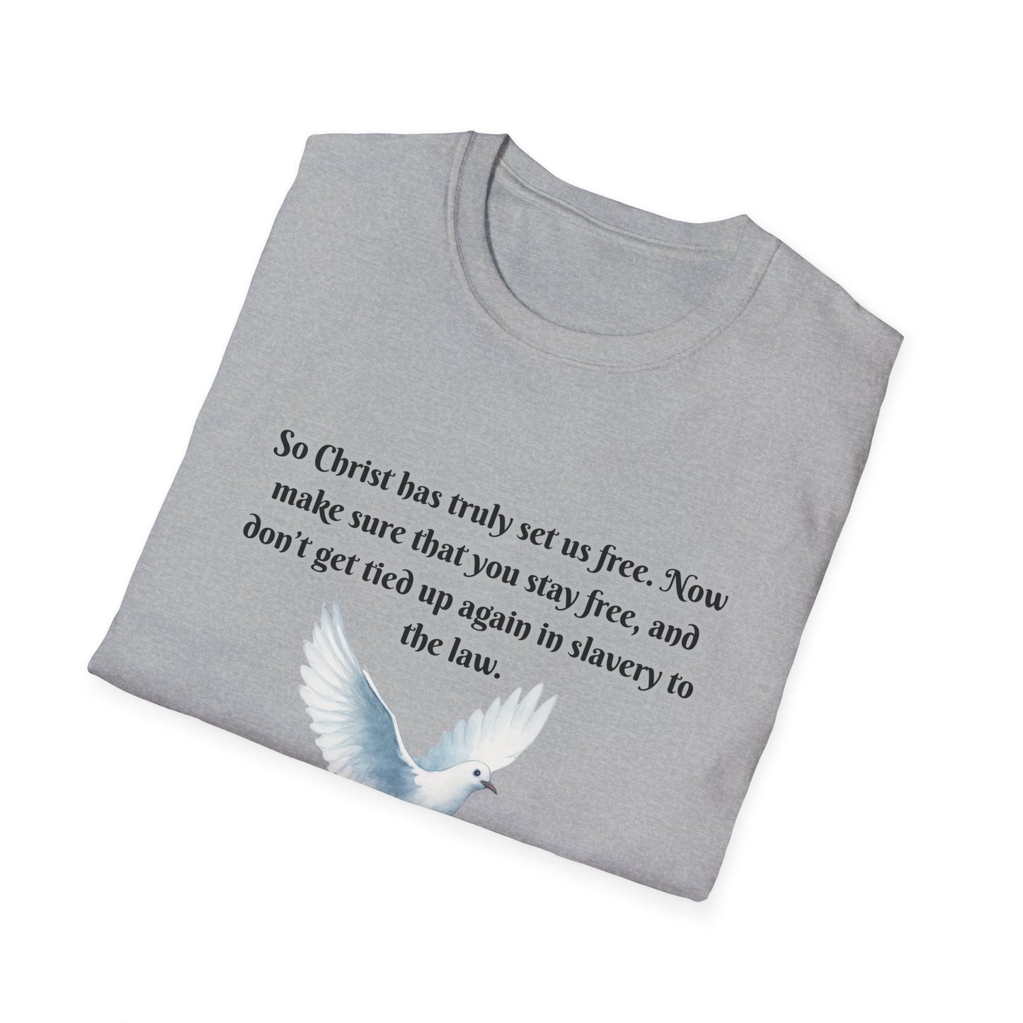 Christ Set Us Free Galatians 5:1 Inspirational Unisex Softstyle T-Shirt