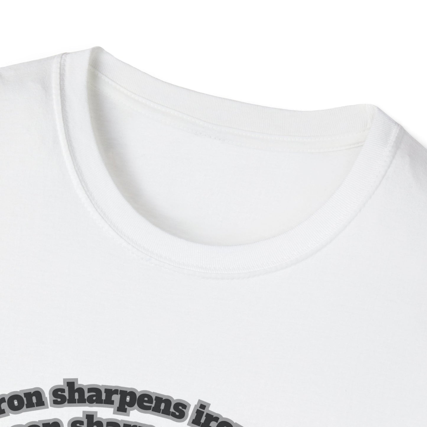 "Iron Sharpens Iron" Sword Design Inspirational Unisex Softstyle T-Shirt Proverbs 27:17