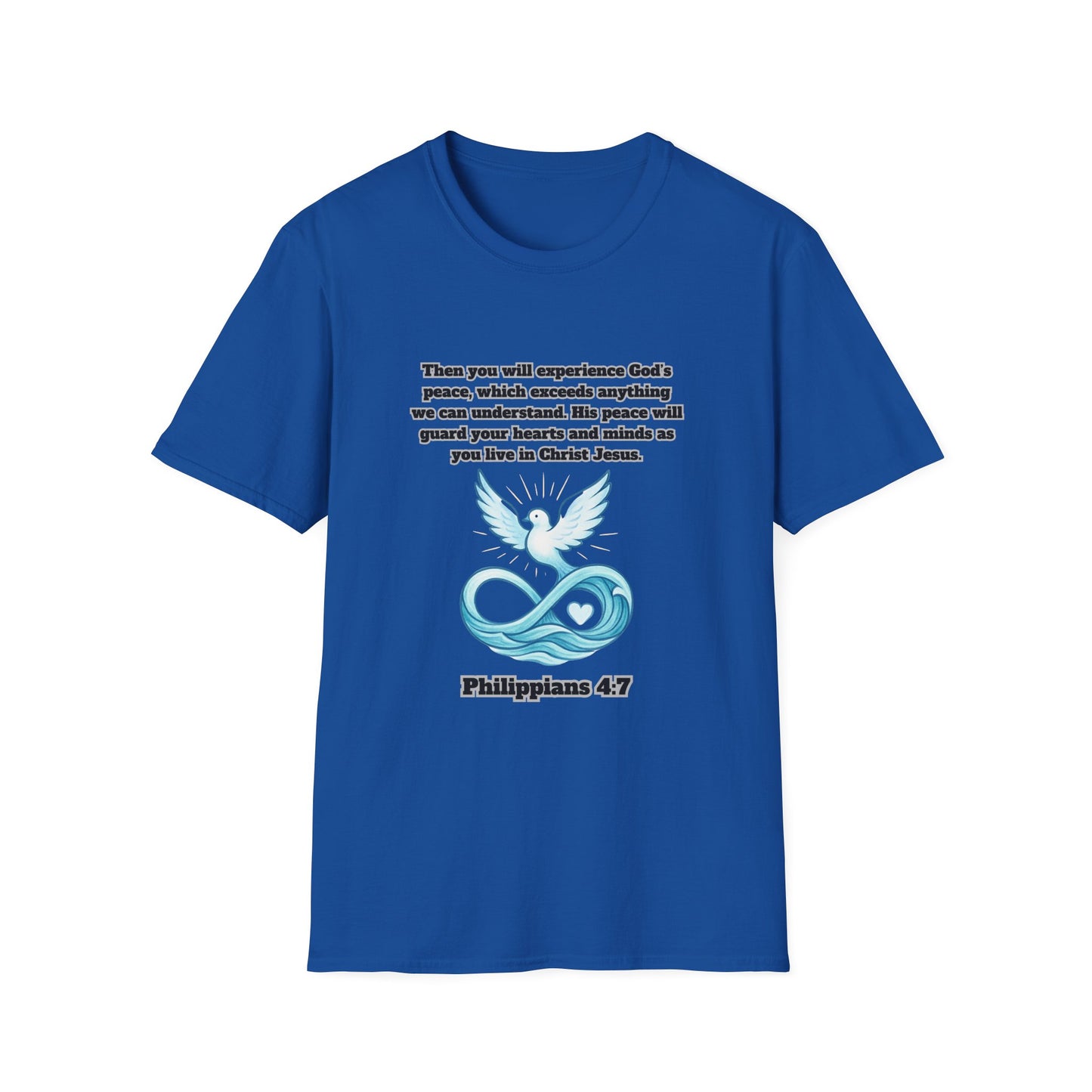 Gods Peace Guard Your Heart Inspirational Unisex Softstyle T-Shirt with Philippians 4:7 Design