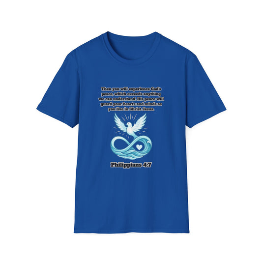 Gods Peace Guard Your Heart Inspirational Unisex Softstyle T-Shirt with Philippians 4:7 Design