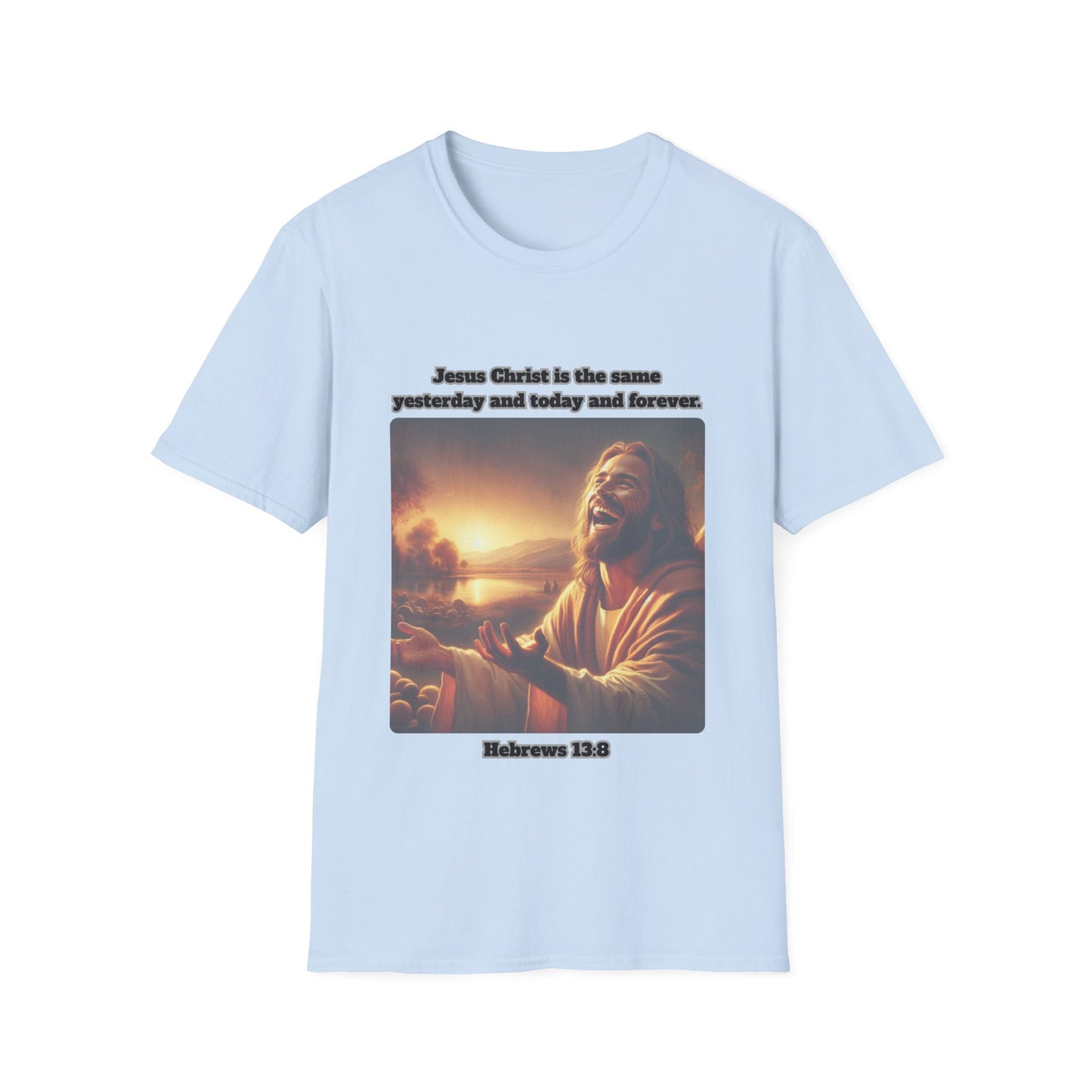 Christ Is The Same Inspirational Jesus T-Shirt | Unisex Softstyle Tee with Scripture Hebrews 13:8