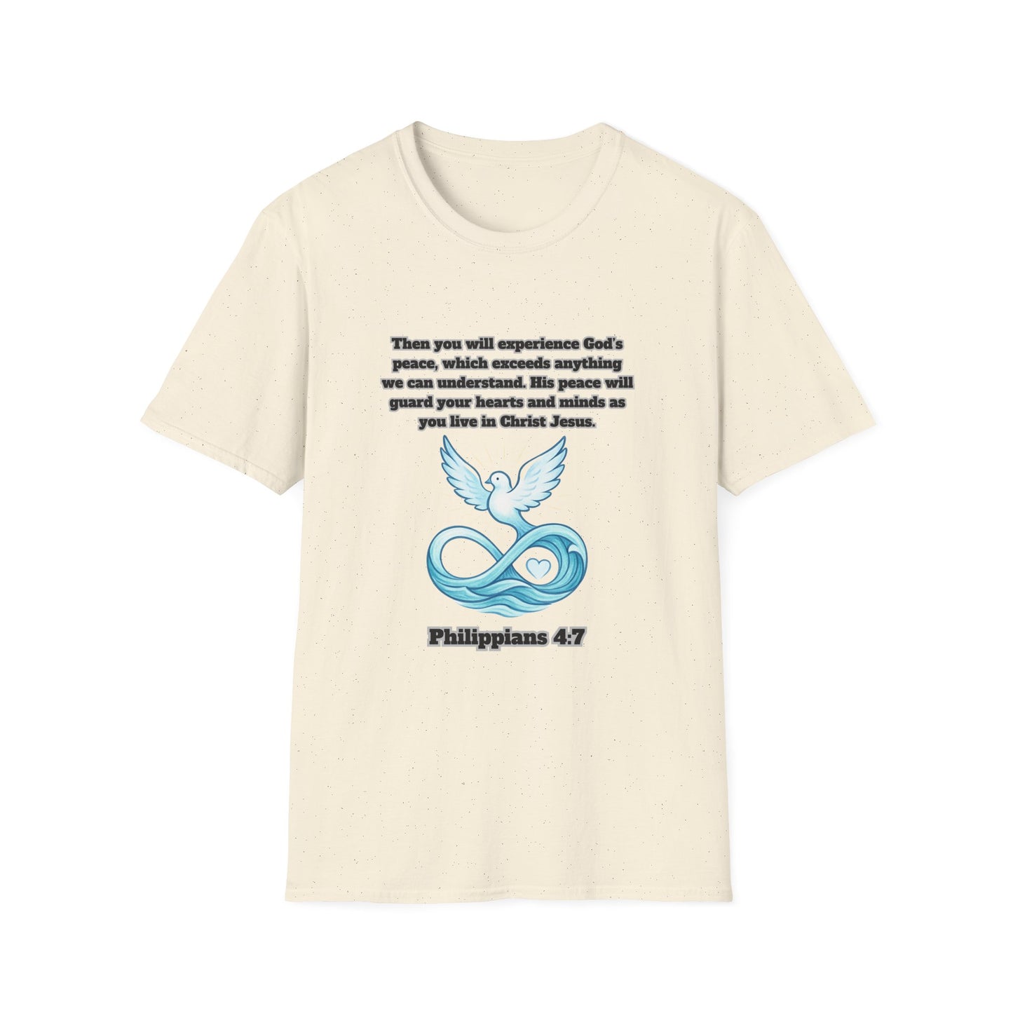 Gods Peace Guard Your Heart Inspirational Unisex Softstyle T-Shirt with Philippians 4:7 Design
