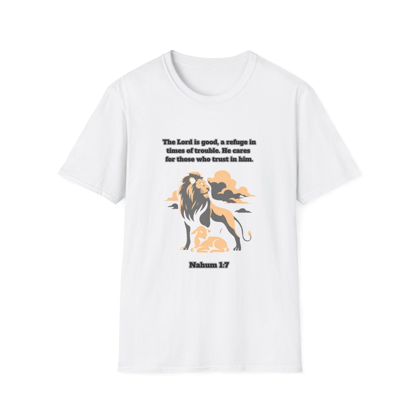 Lord Is Good Inspirational Lion Graphic T-Shirt - Faith & Trust Design Nahum 1:7