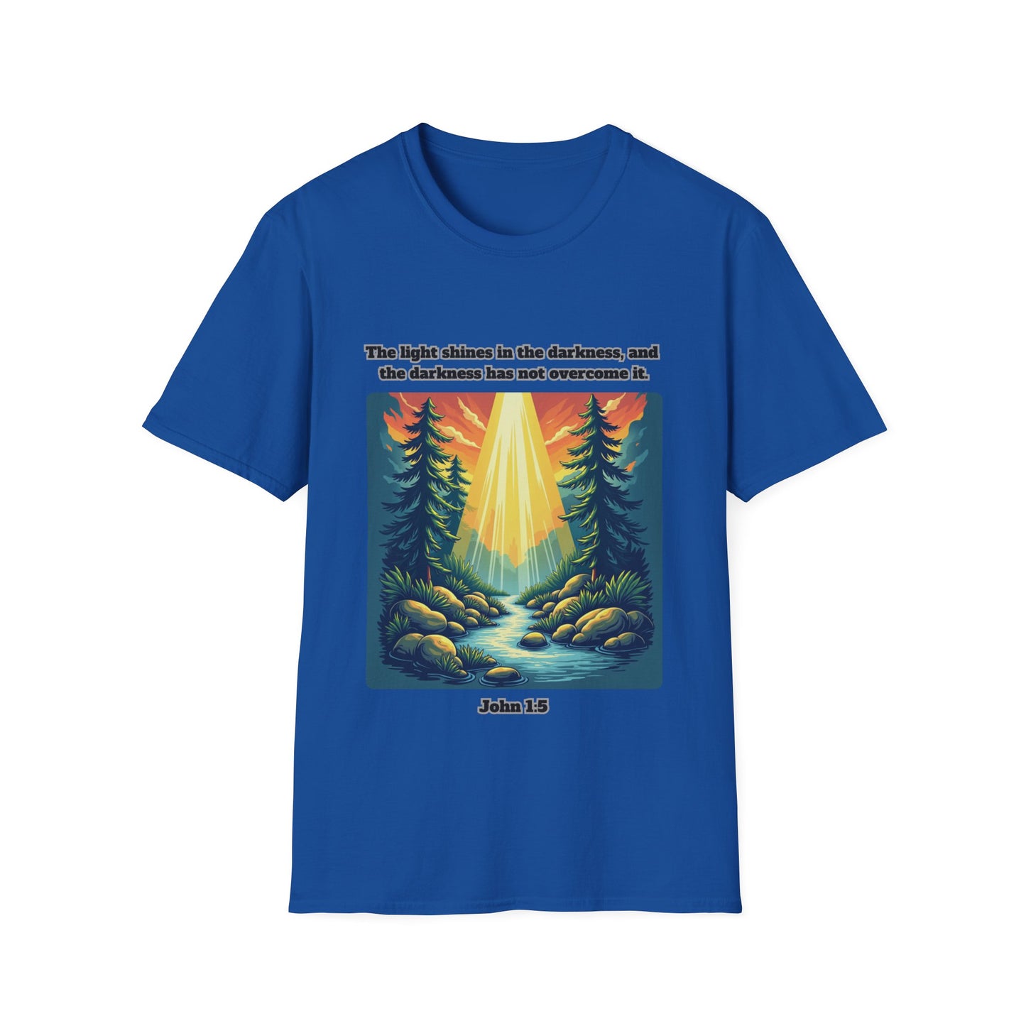 Light In The Darkness Inspirational Nature T-Shirt with Bible Verse John 1:5