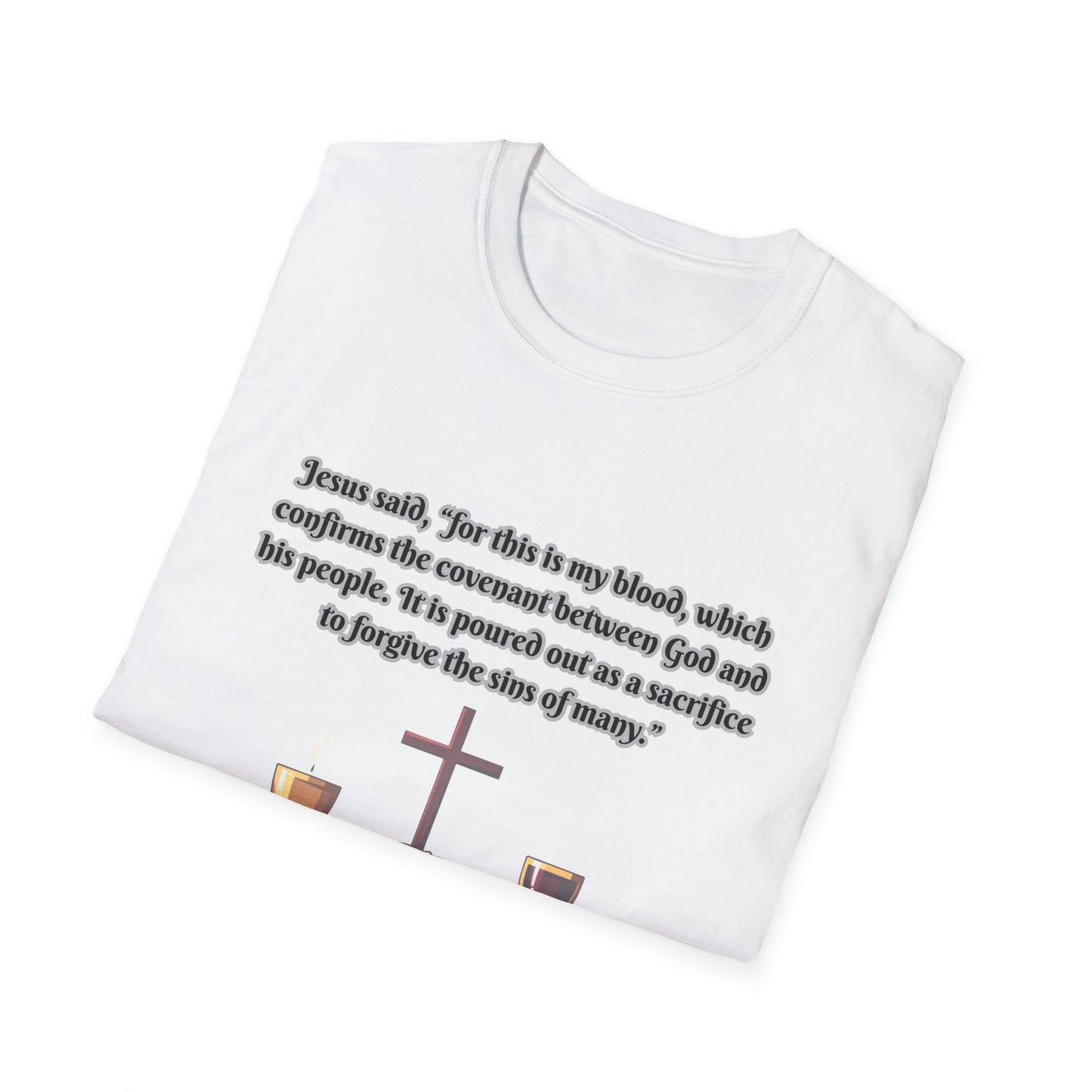 Blood Covenant Faith-Inspired Unisex Softstyle T-Shirt - Matthew 26:28
