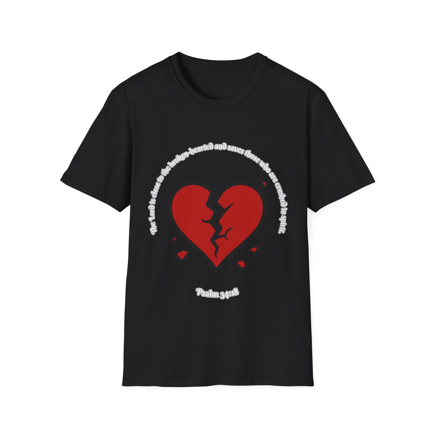 Broken Heart/Spirit Graphic T-Shirt for Healing and Empowerment Psalm 34:18